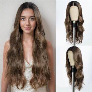 Wig 28-Inch Lace Front Wig Synthetic Brown